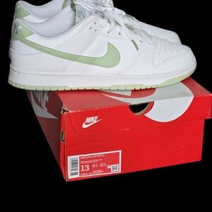Nike Dunk Low Retro White with Light Green Swoosh